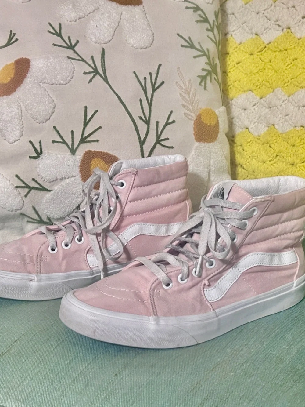 Pink High-Top Vans- with White Stripe -